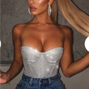 Kalani Bodysuit - Silver Sparkle